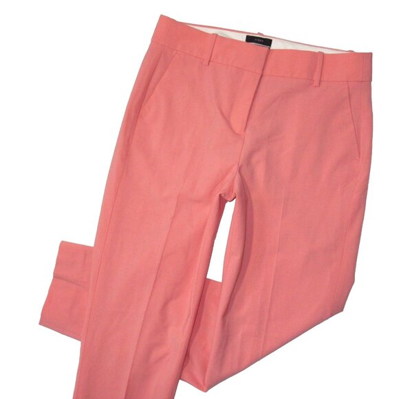 NWT J.Crew Cameron in Bright Coral Italian Stretch Wool Slim Crop Ankle Pants 8T - Picture 2 of 4